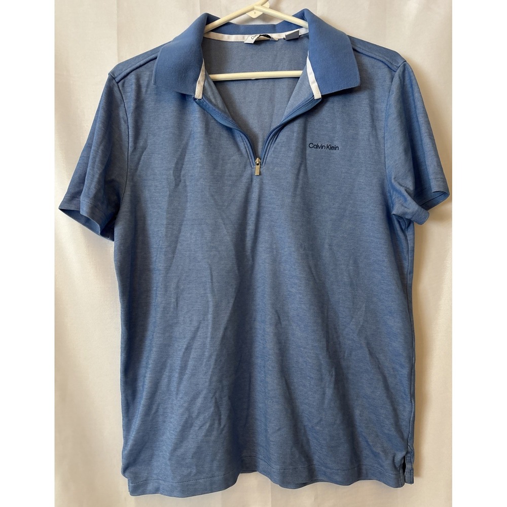 Calvin Klein Tech Zip Polo Shirt Men's Size S‎ Dream Blue Comb